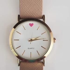 Accutime Women's 34mm Watch with Brown Band‎ and Gold Tone Case